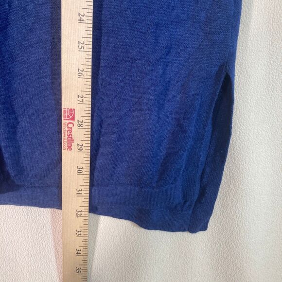 J Jill Top XL Blue Linen Blend Tunic Style V-Neck Short Sleeve Lagenlook Comfort - Picture 3 of 9